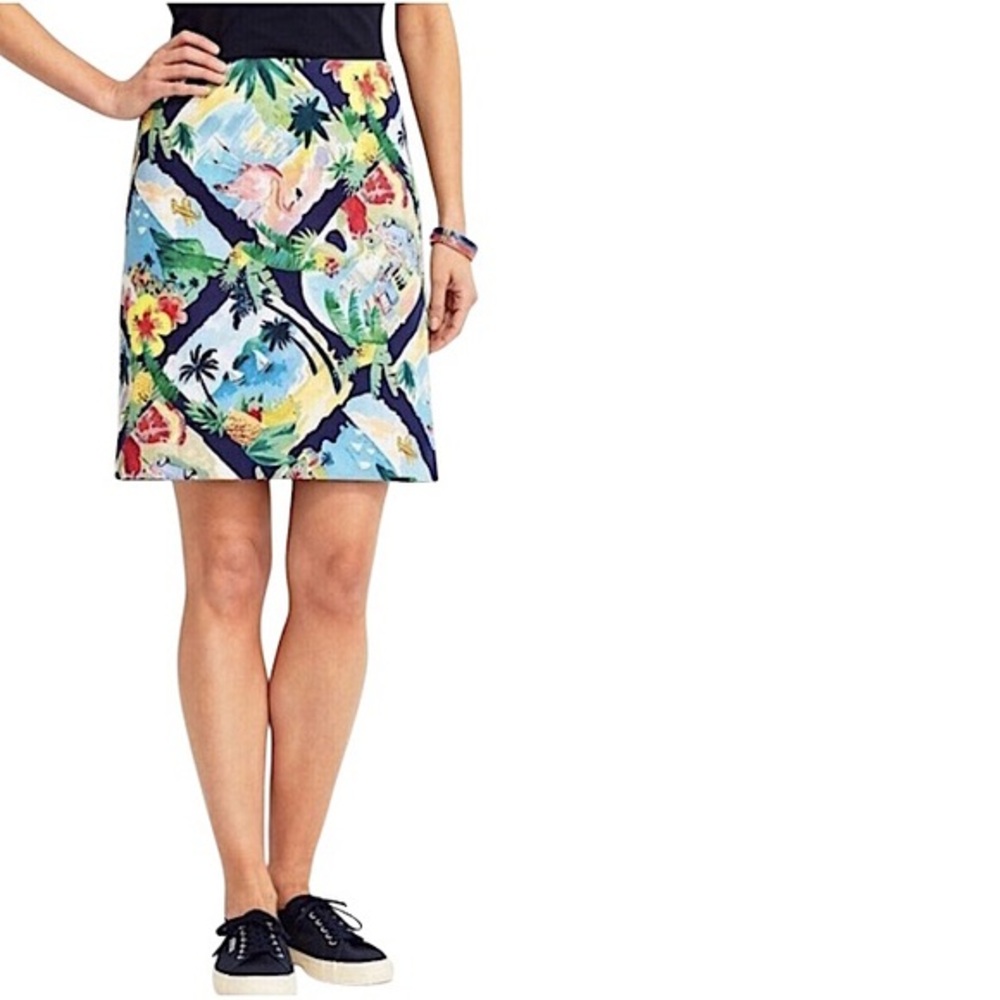 Talbots Cotton Blend Colorful Tropical Beach Print Lined Casual Pencil Skirt 4P